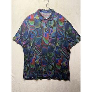 Robert Graham Hall Of Mirrors Polo Shirt Men's 2XL Multicolor Geometric Classic